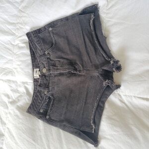 Black denim shorts